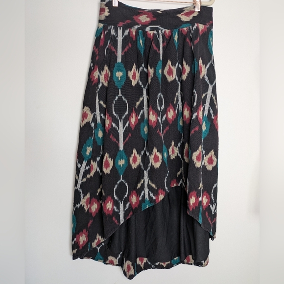 Tree of Life Black and Multicolor Patterned High Low Skirt - Picture 4 of 8